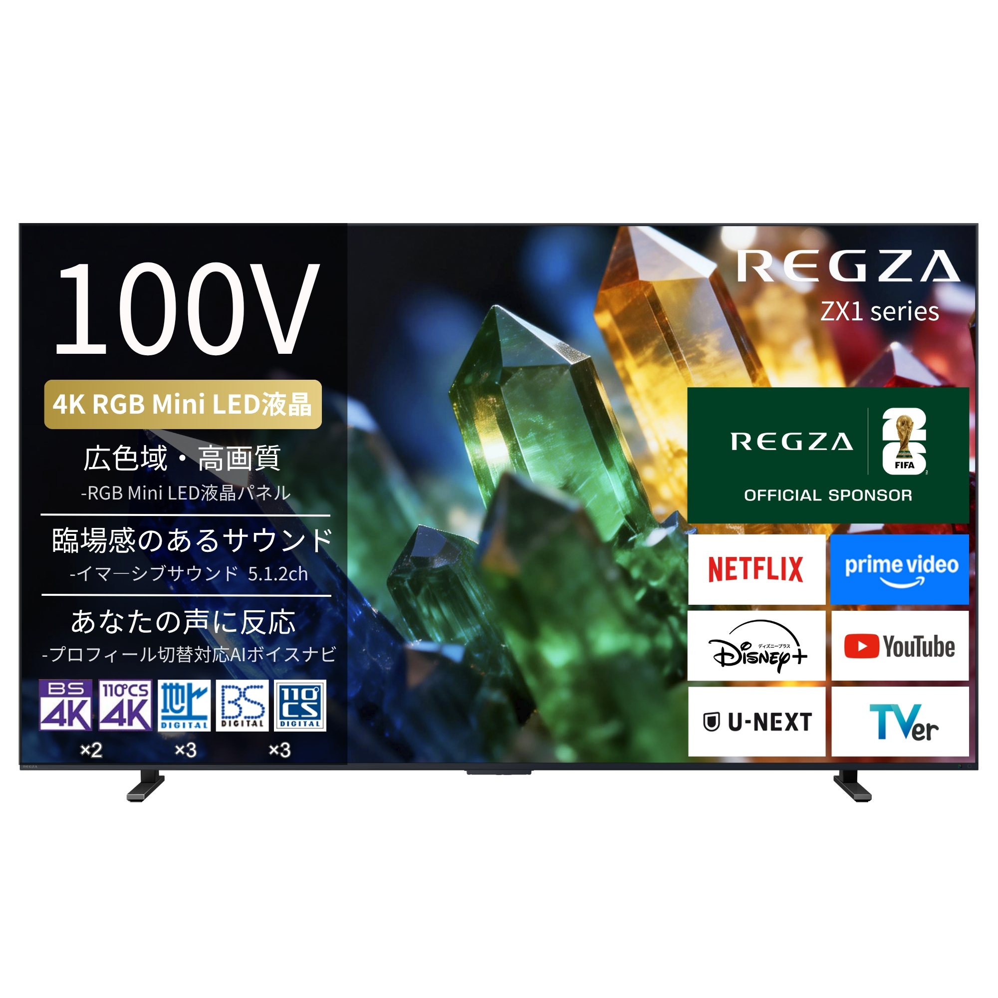 【延長保証+据付サービスセット】RGBMiniLEDレグザ　形名：100ZX1S(SW5A)